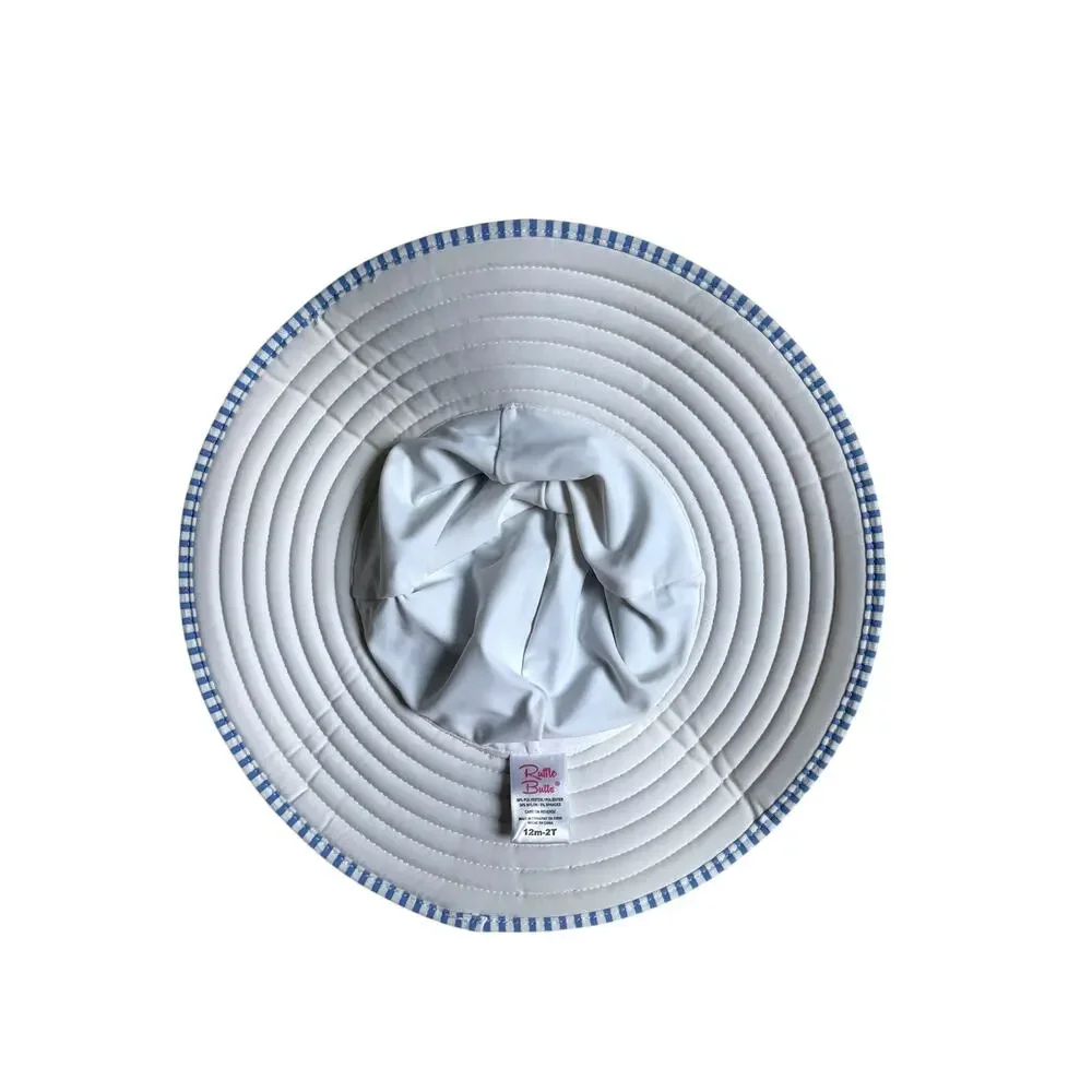 RuffleButts Swim Hat (Periwinkle Blue Seersucker) - 12m - 2T
